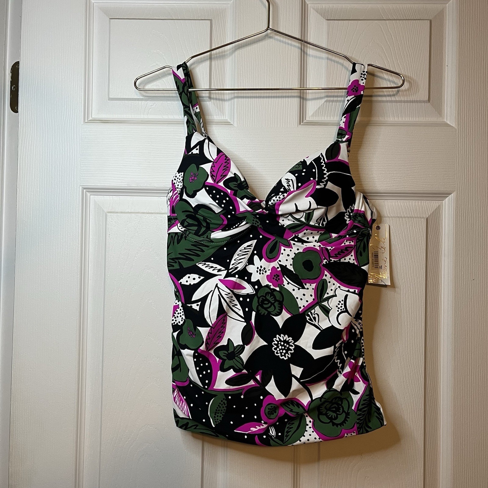 Anne Cole Floral Multicolor Tankini Tank Top 36b/34c Lined Wide Strap 19mt20192